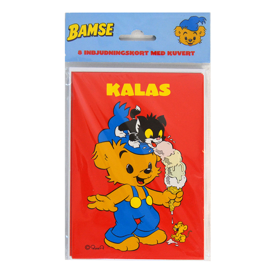 Kutsukortit Bamse Kirjekuorella - 8-pakkaus