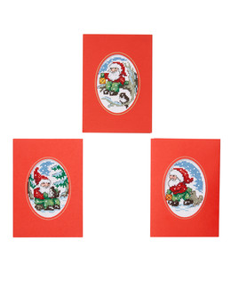 Joulukortit Joulupukki liikkeellä 3/pak