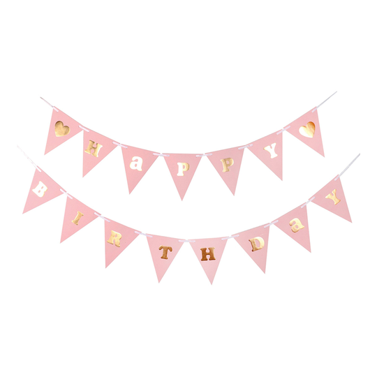 Lippuviirinauha Happy Birthday Baby Girl Vaalearoosa