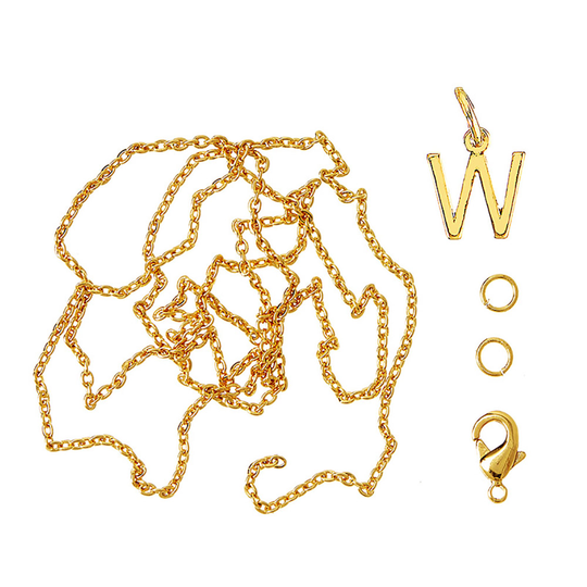 Me&My Box - Pendant Set - Letter - W - 18K gold plated (BOX216075)