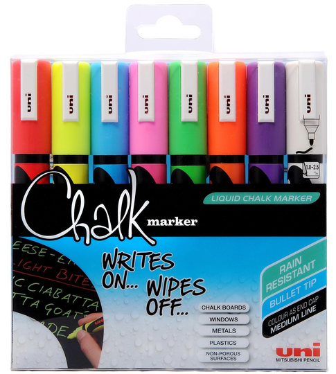 Uni - Chalkmarker 5M - Assorted colors, 8 pc