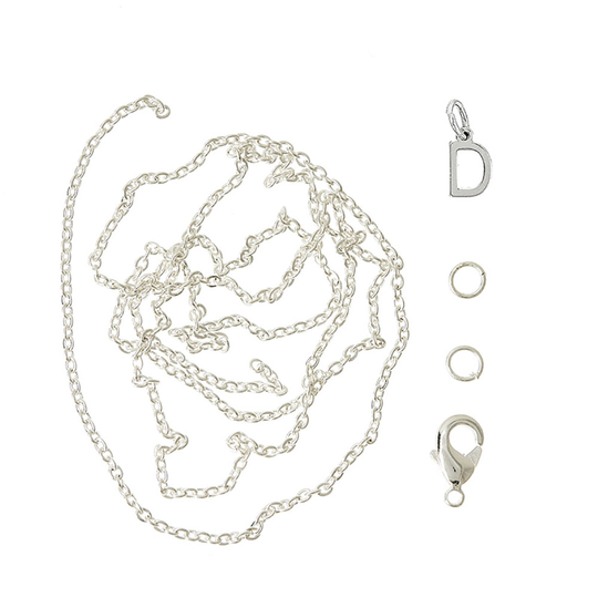 Me&My Box - Pendant Set - Letter - D - 925S silver plated (BOX226055)
