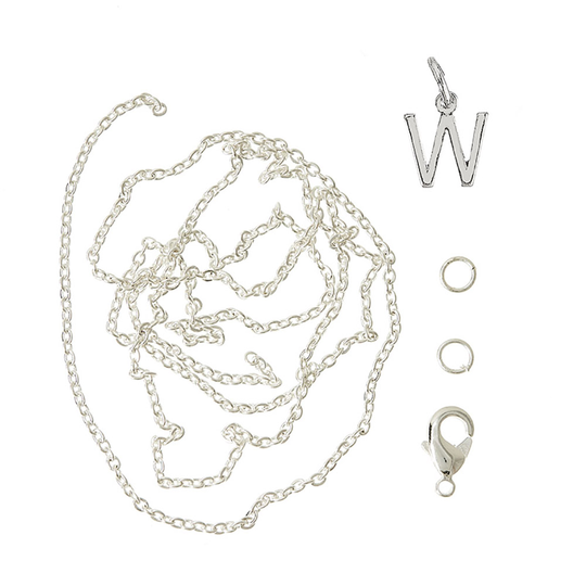 Me&My Box - Pendant Set - Letter - W - 925S silver plated (BOX226074)