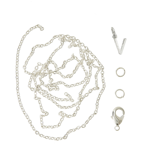 Me&My Box - Pendant Set - Letter - V - 925S silver plated (BOX226073)