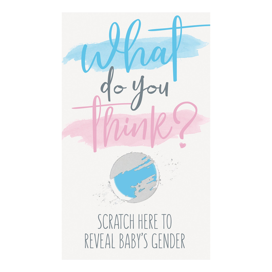Gender Reveal Raaputuskortti Boy/Girl - Sininen