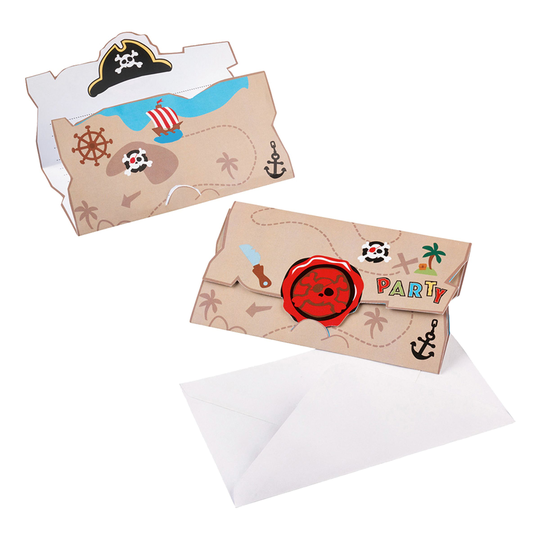 Kutsukortit Merirosvo Jolly Roger - 8-pakkaus