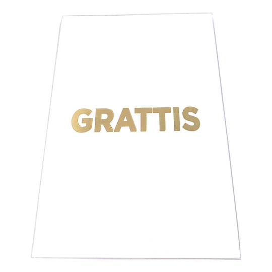Kortti Grattis Valkoinen Kultatekstillä