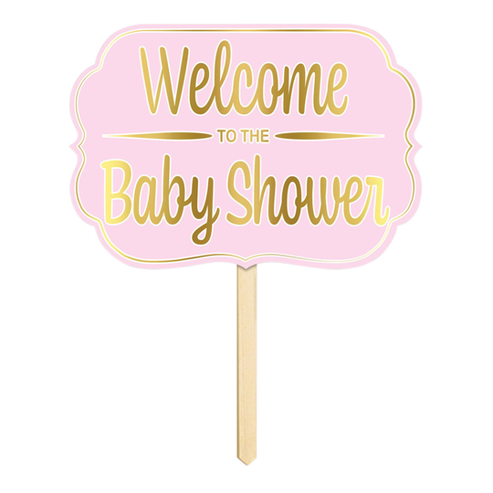 Puutarhakyltti Welcome To The Babyshower Vaaleanpunainen - Kappaleittain