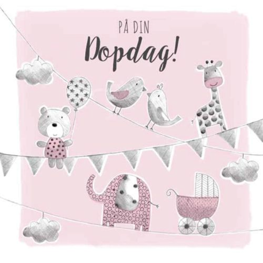 Kastekortti På Din Dopdag! Vaaleanpunainen