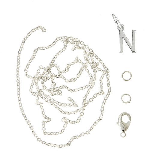 Me&My Box - Pendant Set - Letter - N - 925S silver plated (BOX226065)
