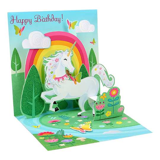 Pop-Up Kortti Unicorn Happy Birthday - 7 x 7 cm