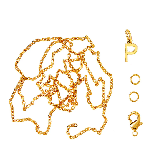 Me&My Box - Pendant Set - Letter - P - 18K gold plated (BOX216068)