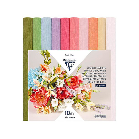 Claire Fontaine - Florist Creepe Paper, 10 rolls 25x100cm - Pastel assortment