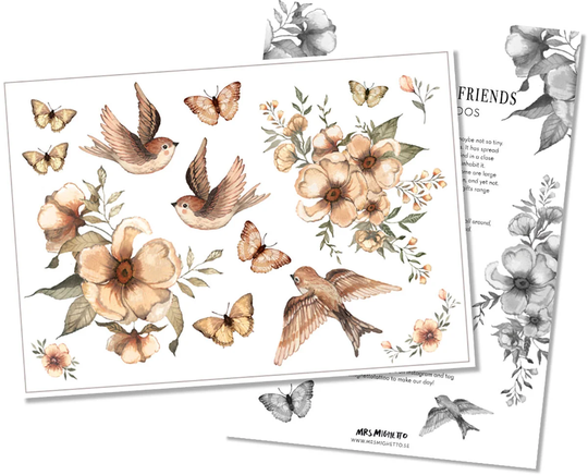 Mrs Mighetto Leikkitatuoinnit Flowers & Flying Friends