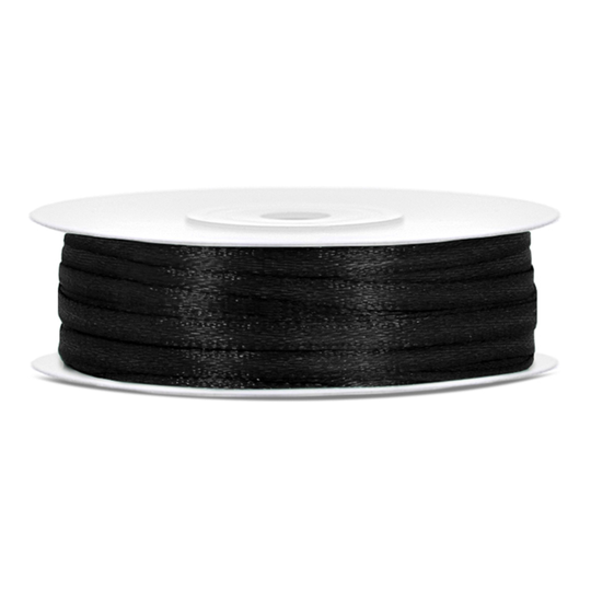 Satiininauha Musta - 3 mm x 25 m
