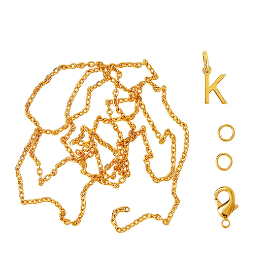 Me&My Box - Pendant Set - Letter - K - 18K gold plated (BOX216063)