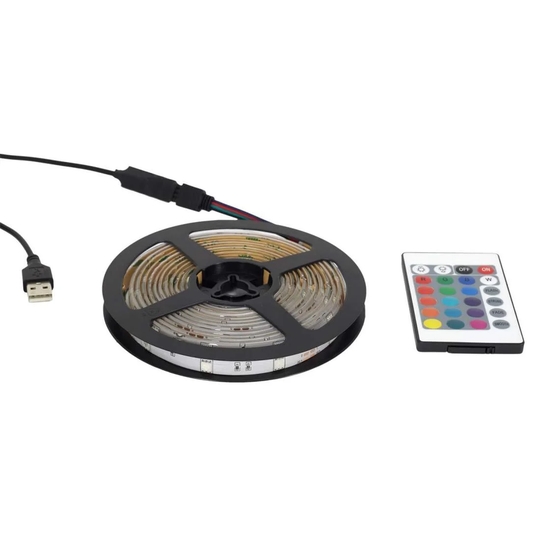 LED-nauha kaukosäätimellä - RGB - 5 metriä