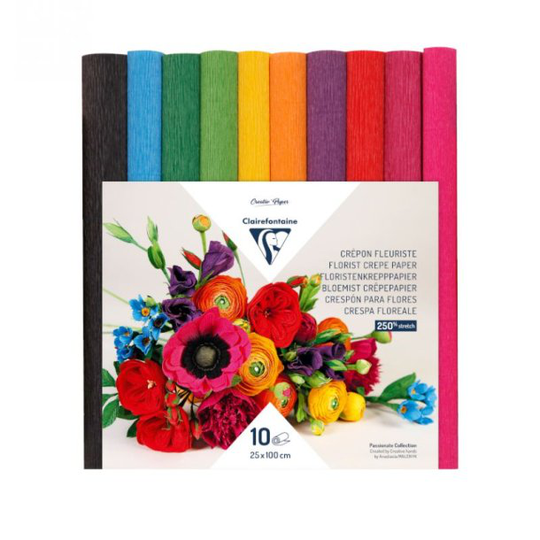 Claire Fontaine - Florist Crepe Paper, 10 rolls 25x100cm - Bright assortment
