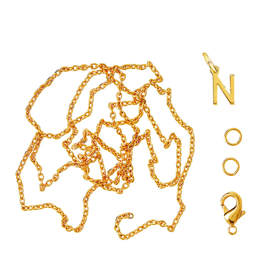 Me&My Box - Pendant Set - Letter - N - 18K gold plated (BOX216066)