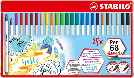 STABILO Kuitukärkikynät Premium 25-pack Metallirasiassa