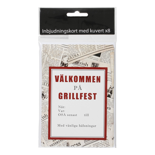 Kutsukortti Grillfest - 8-pakkaus